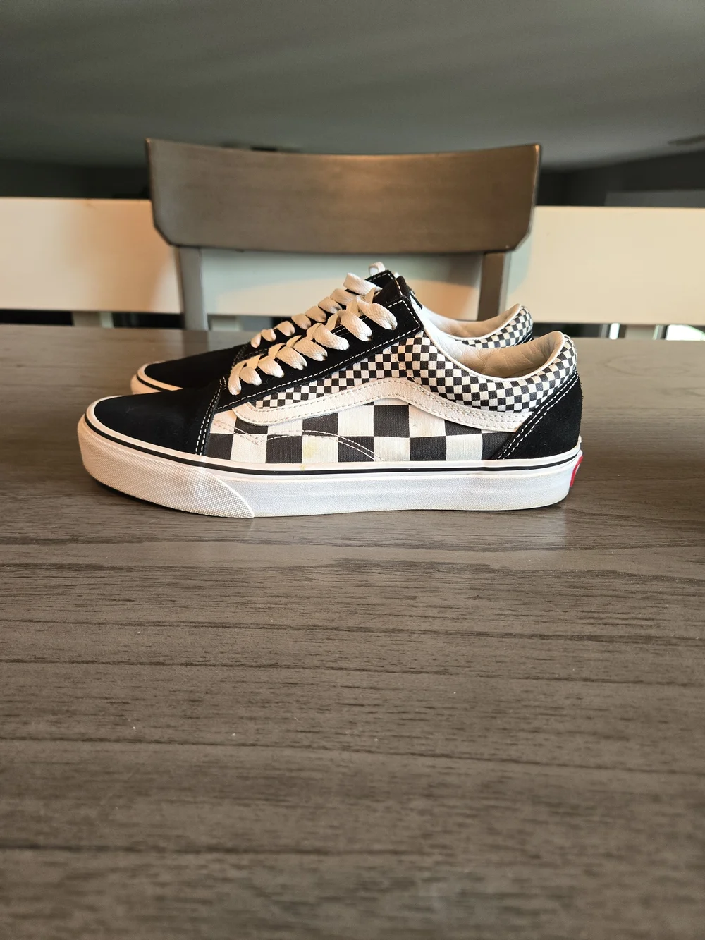 VANS Old Skool Mix Checker Black True Suede Canvas Mens 8.5 Women's 10